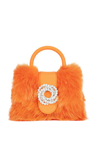 Galaxy small leather and rhinestone handbag - Orange