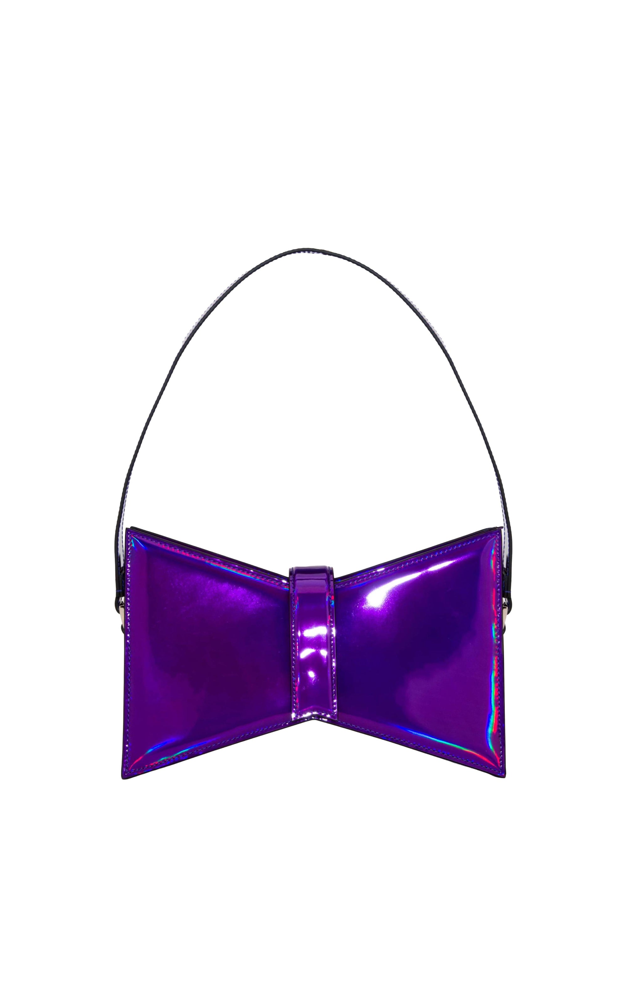 Butterfly handbag in metallic leather - Purple