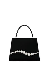 Small silk & pearl Sirène handbag - Black