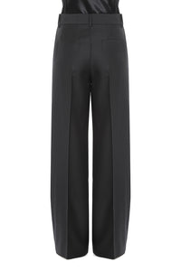 Pantalon tailleur à jambes larges en laine - Black