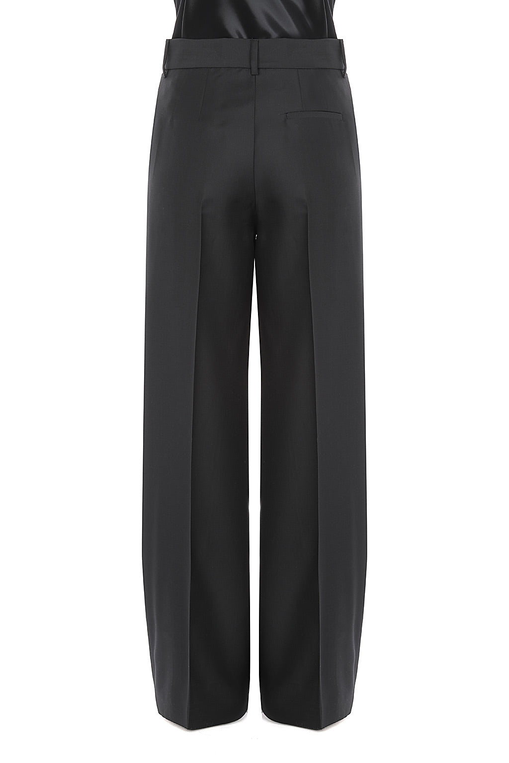 Pantalon tailleur à jambes larges en laine - Black
