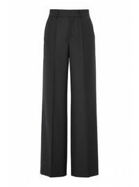 Pantalon tailleur à jambes larges en laine - Black