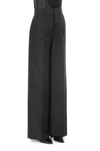 Pantalon tailleur à jambes larges en laine - Black