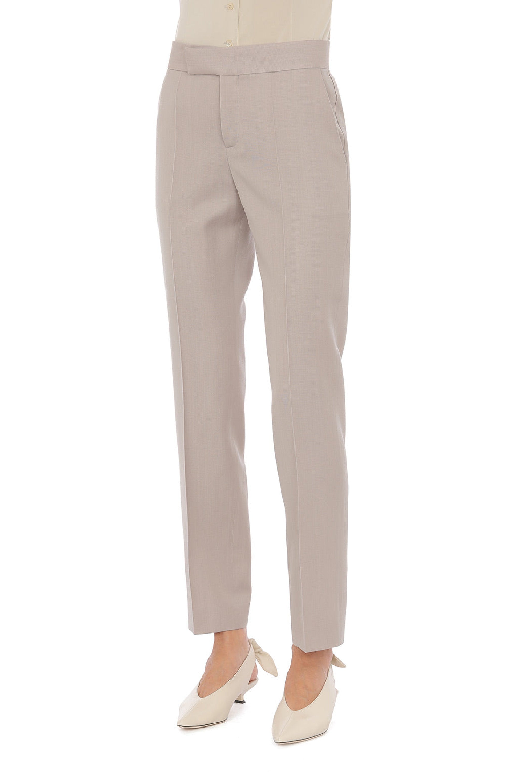 Wool straight-leg tailored trousers - Pink
