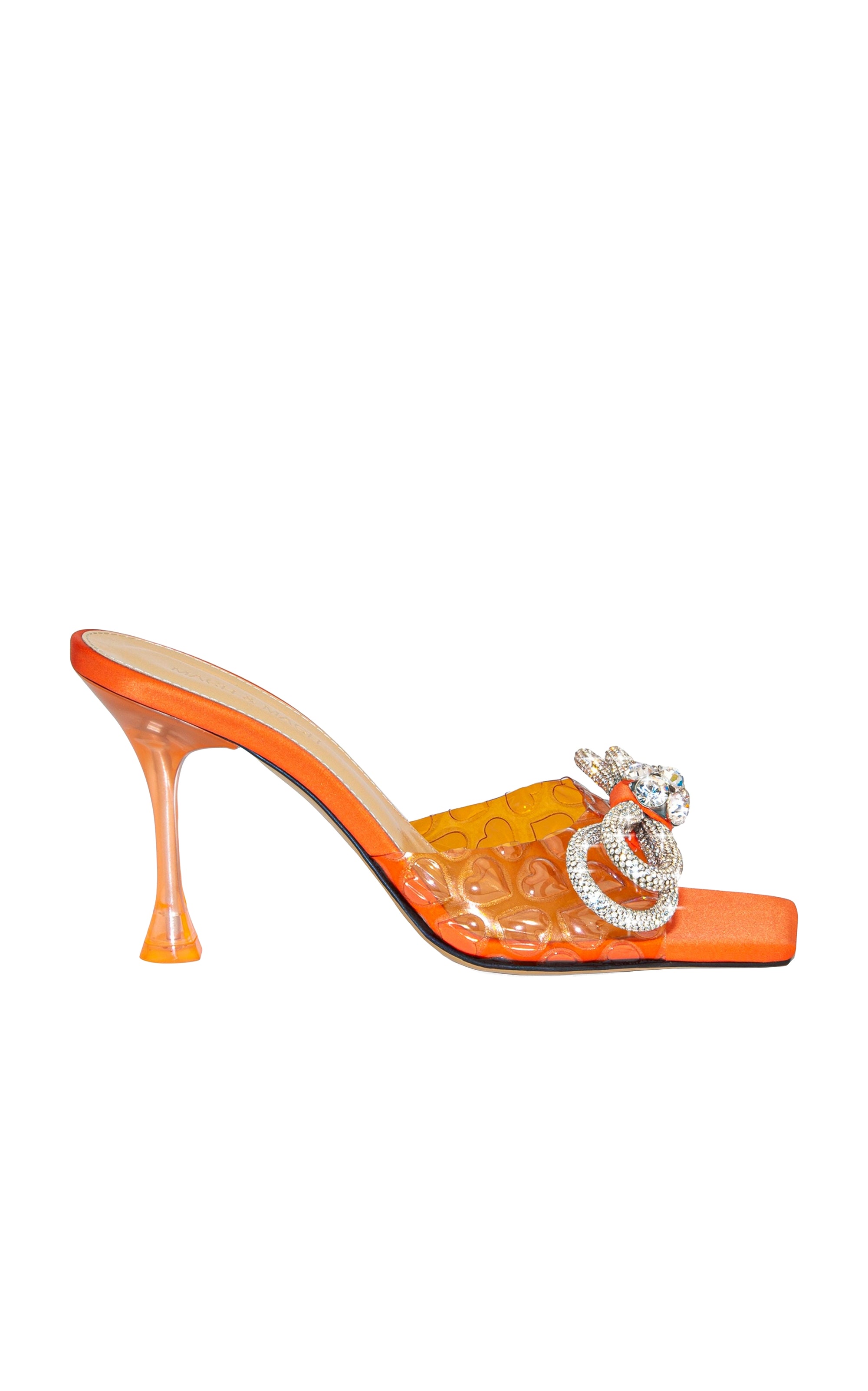 Double Bow 95 rhinestone mules - Orange
