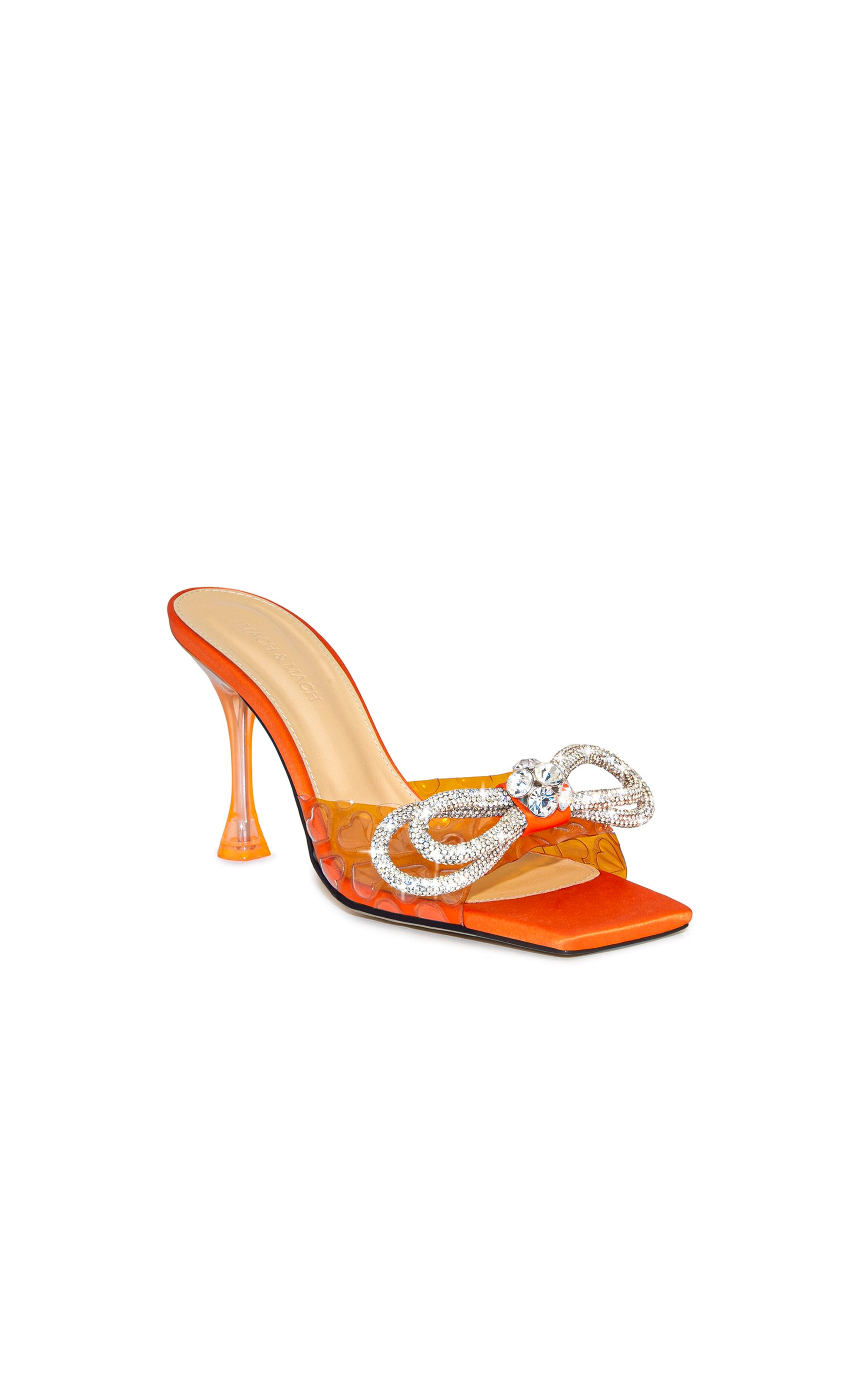 Double Bow 95 rhinestone mules - Orange