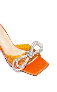 Double Bow 95 rhinestone mules - Orange