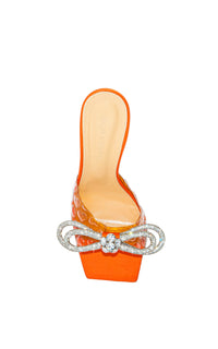 Double Bow 95 rhinestone mules - Orange