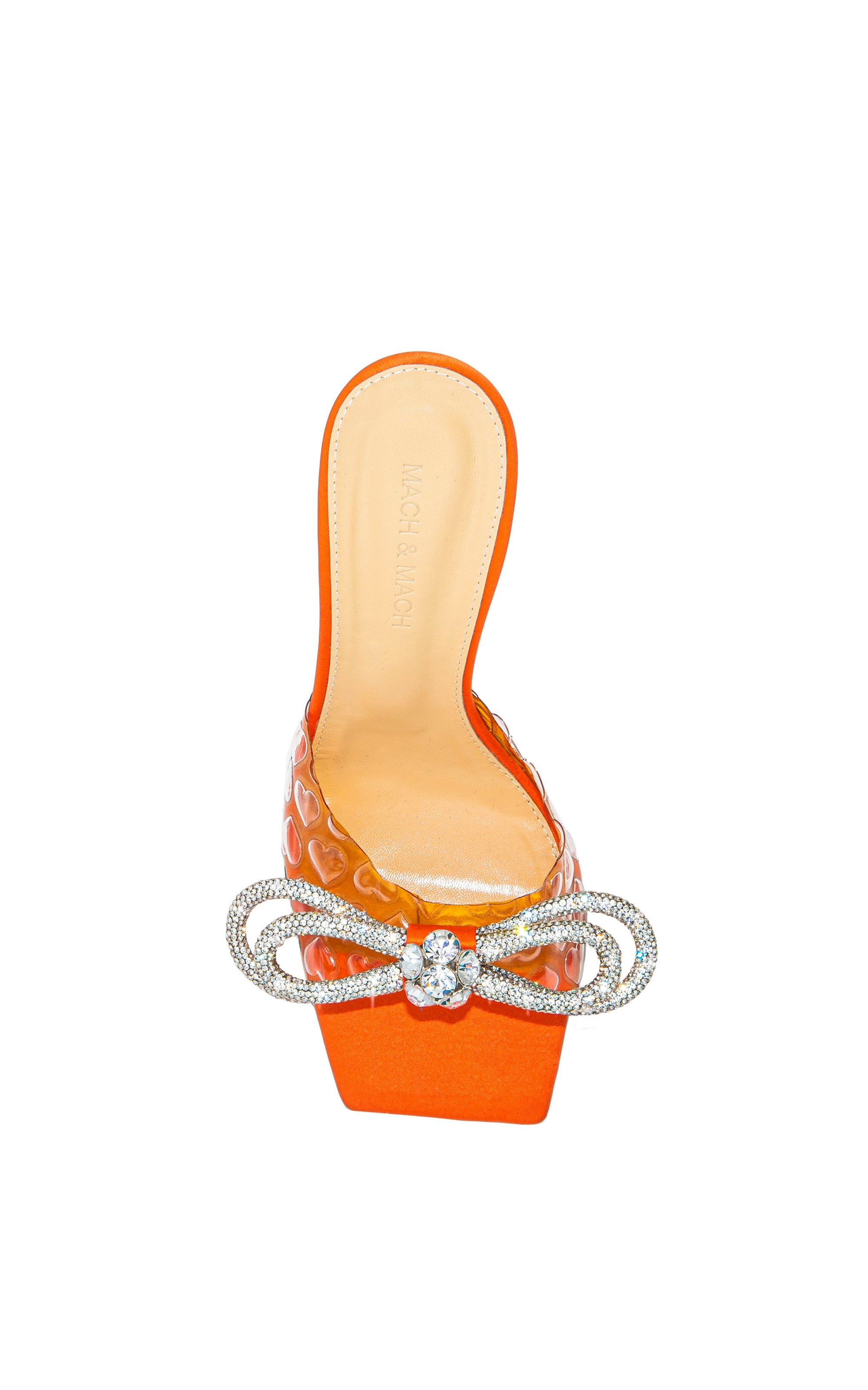 Double Bow 95 rhinestone mules - Orange