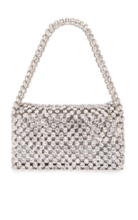 Small silk & rhinestone shoulder bag - Cristal Grey