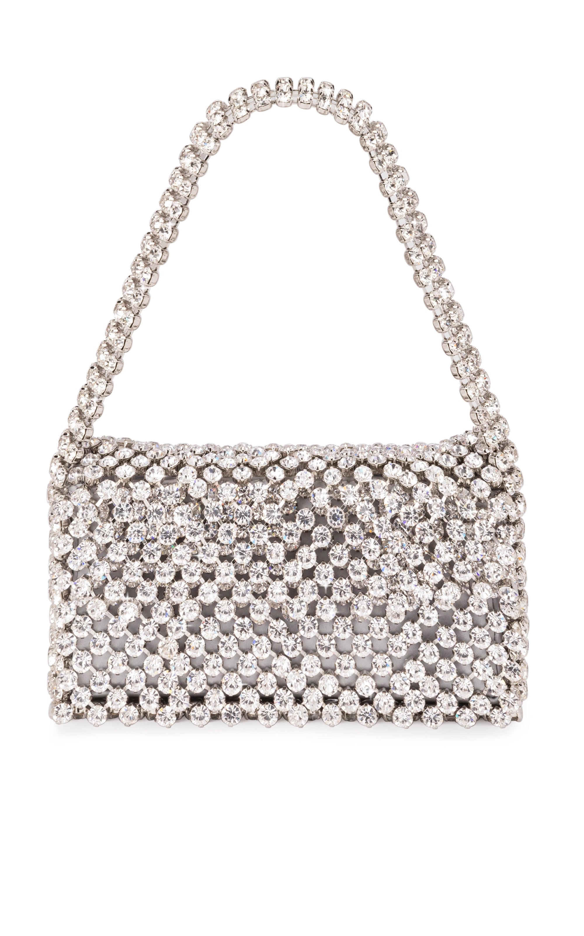 Small silk & rhinestone shoulder bag - Cristal Grey