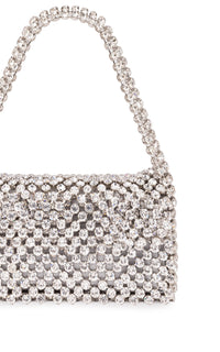 Small silk & rhinestone shoulder bag - Cristal Grey