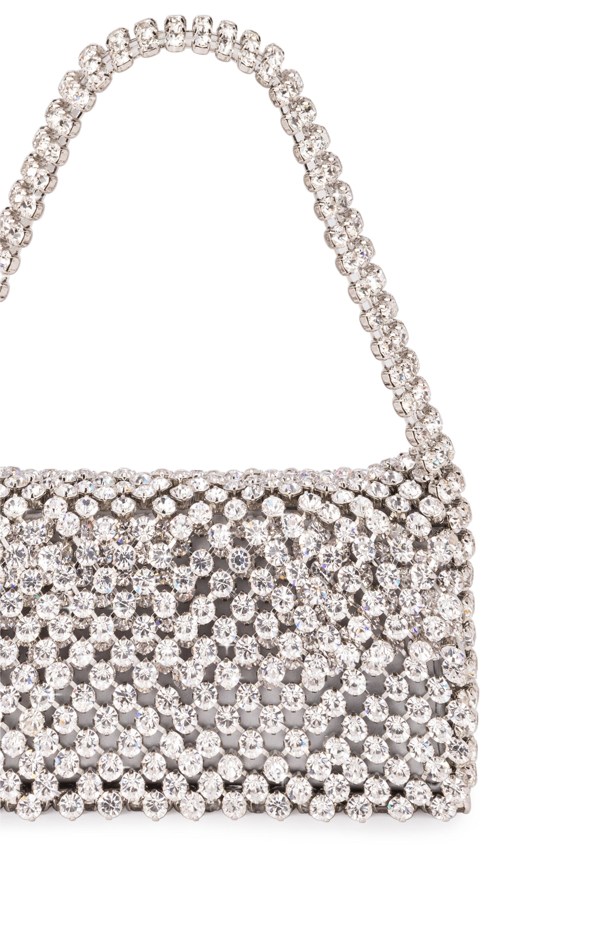 Small silk & rhinestone shoulder bag - Cristal Grey