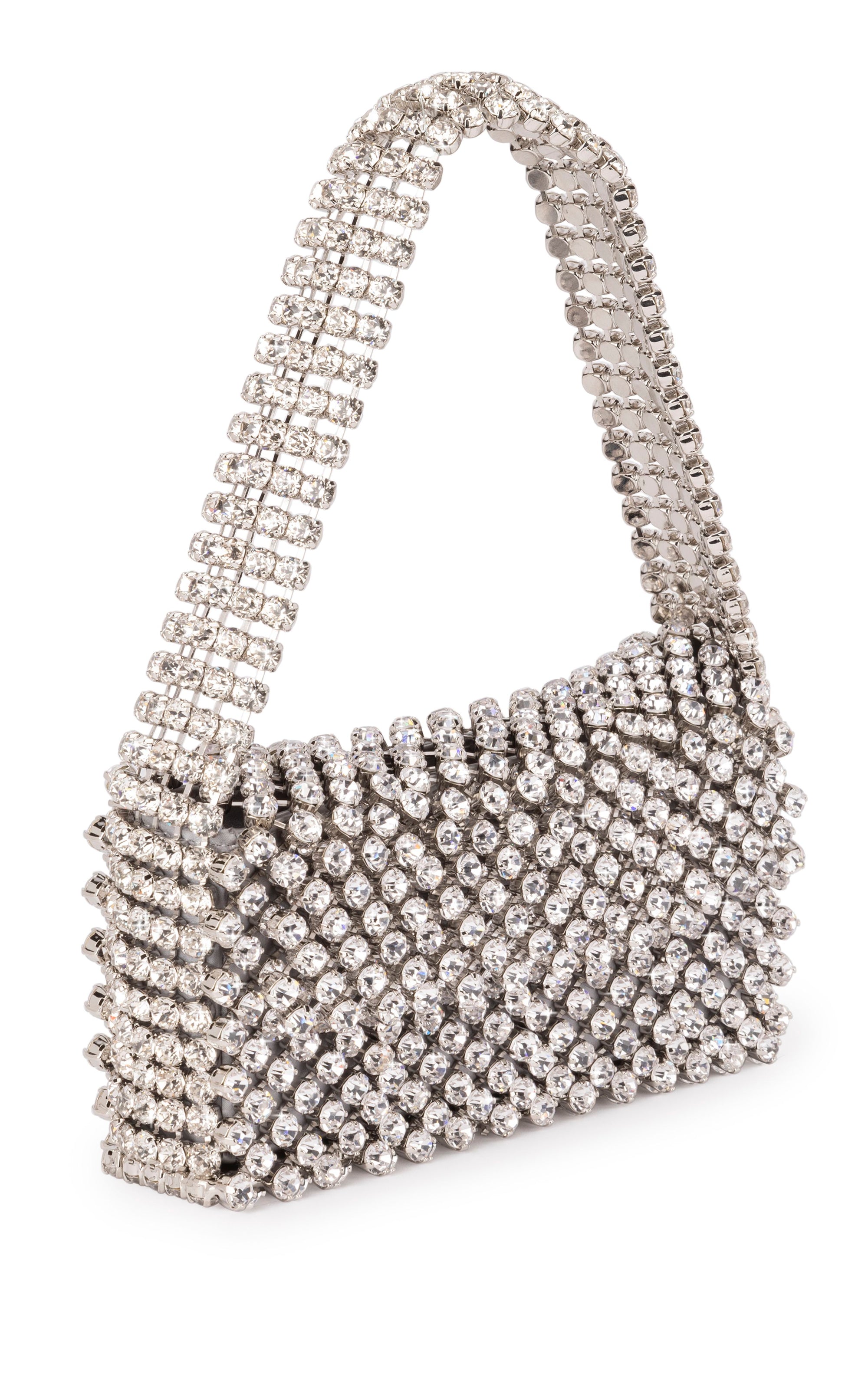Small silk & rhinestone shoulder bag - Cristal Grey