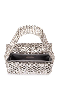 Small silk & rhinestone shoulder bag - Cristal Grey