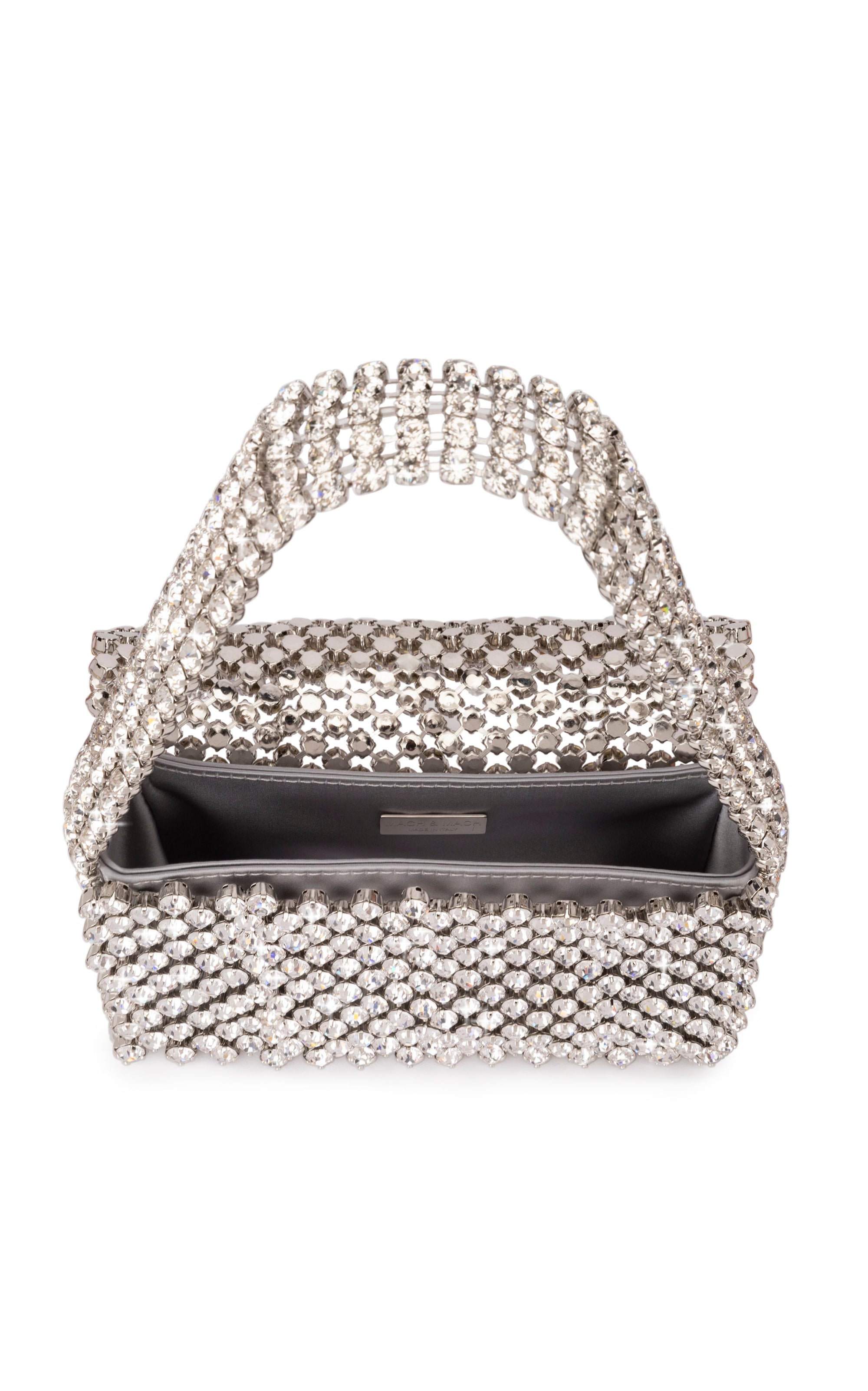 Small silk & rhinestone shoulder bag - Cristal Grey