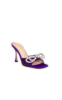 Double Bow 95 rhinestone mules - Purple