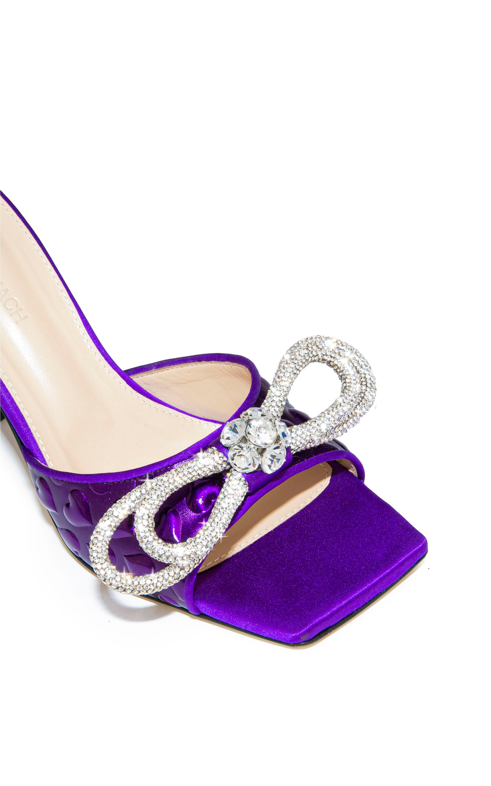 Double Bow 95 rhinestone mules - Purple