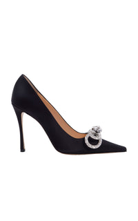 Double Bow 110 silk & rhinestone pumps - Black