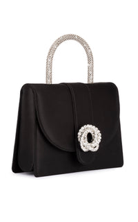 Galaxy silk & rhinestone handbag - Black