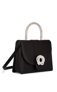 Galaxy silk & rhinestone handbag - Black