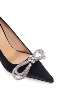 Double Bow 110 silk & rhinestone pumps - Black