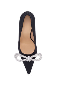 Double Bow 110 silk & rhinestone pumps - Black