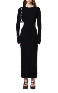 Mini Bow midi dress with cut-outs - Black