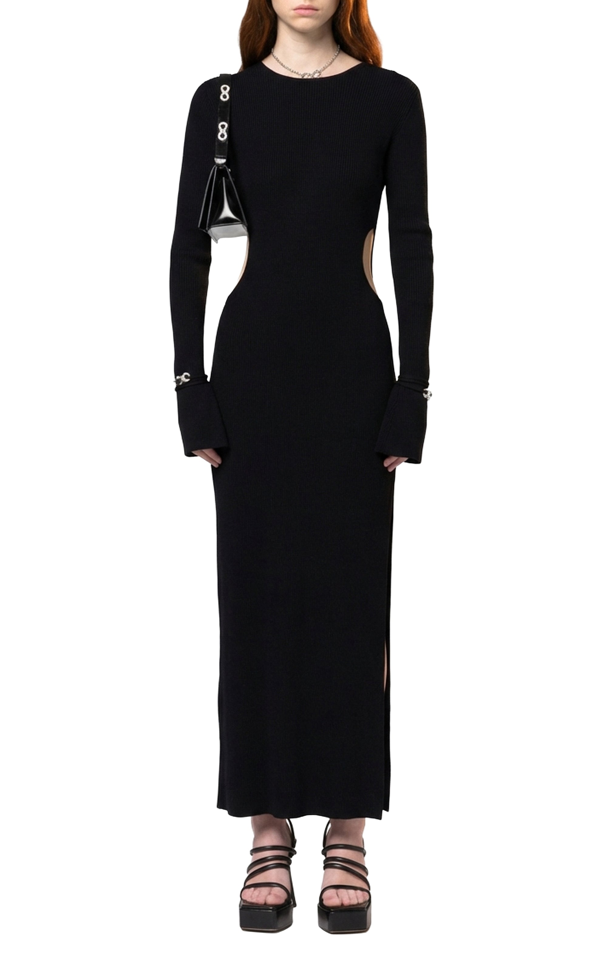 Mini Bow midi dress with cut-outs - Black