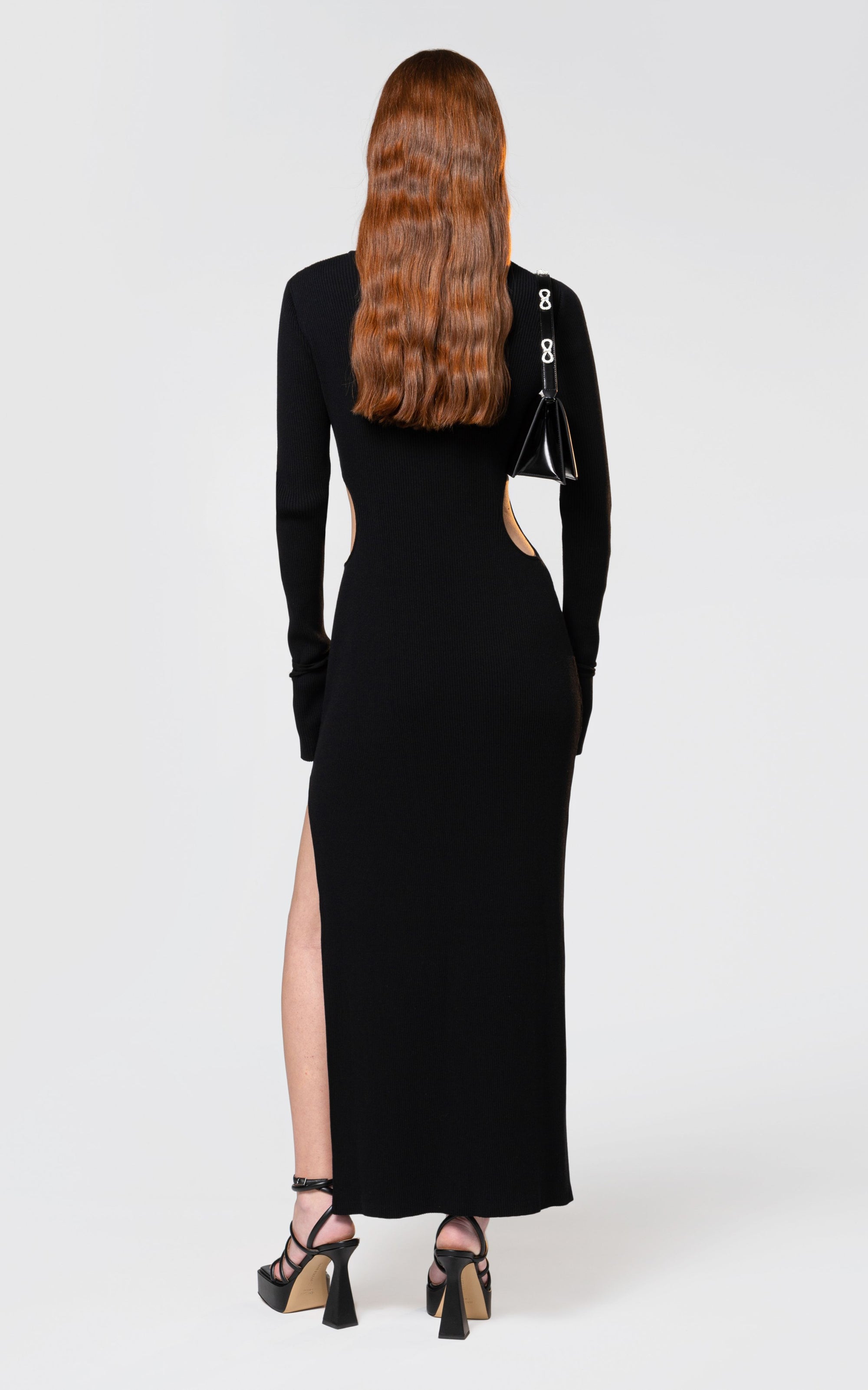 Mini Bow midi dress with cut-outs - Black