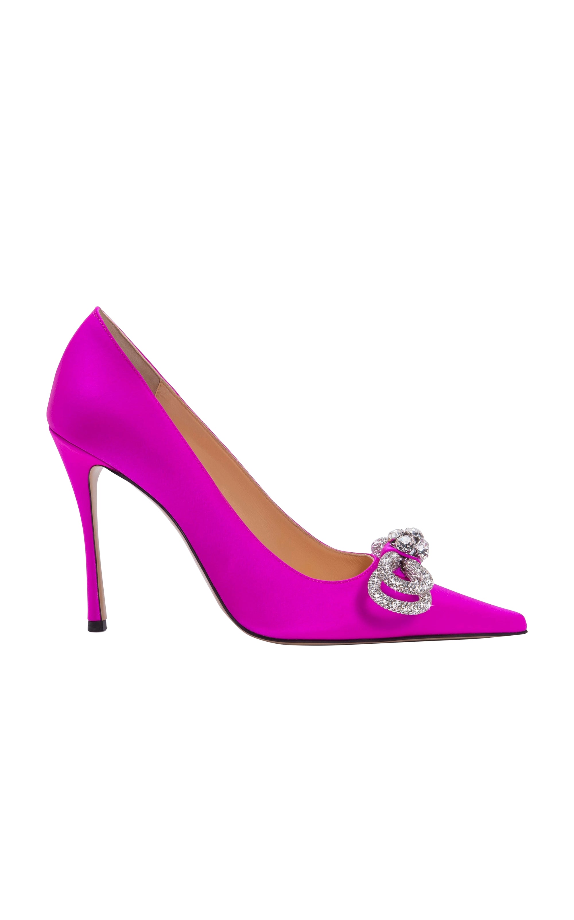 Double Bow 110 silk & strass pumps - Fuchsia