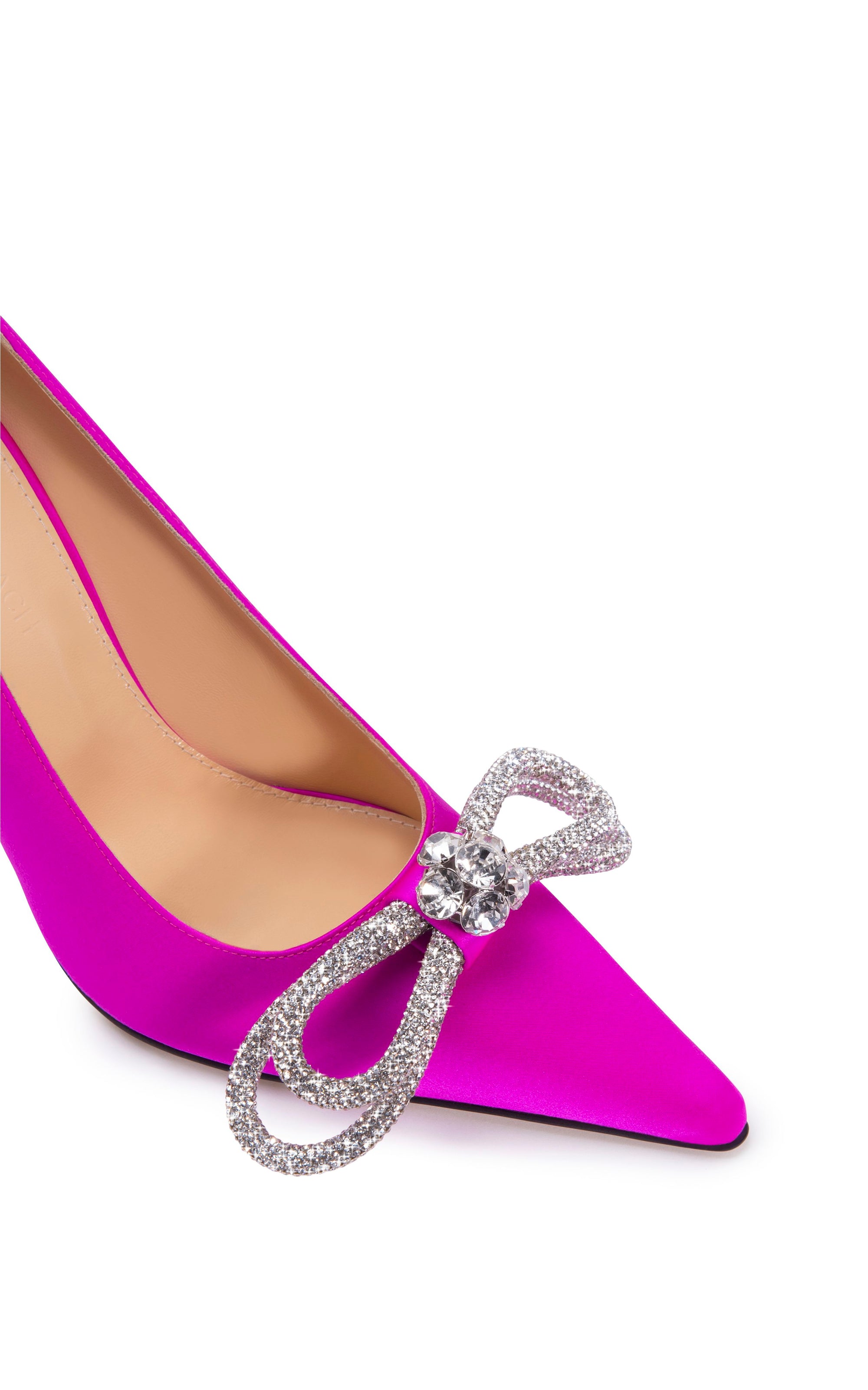Double Bow 110 silk & strass pumps - Fuchsia