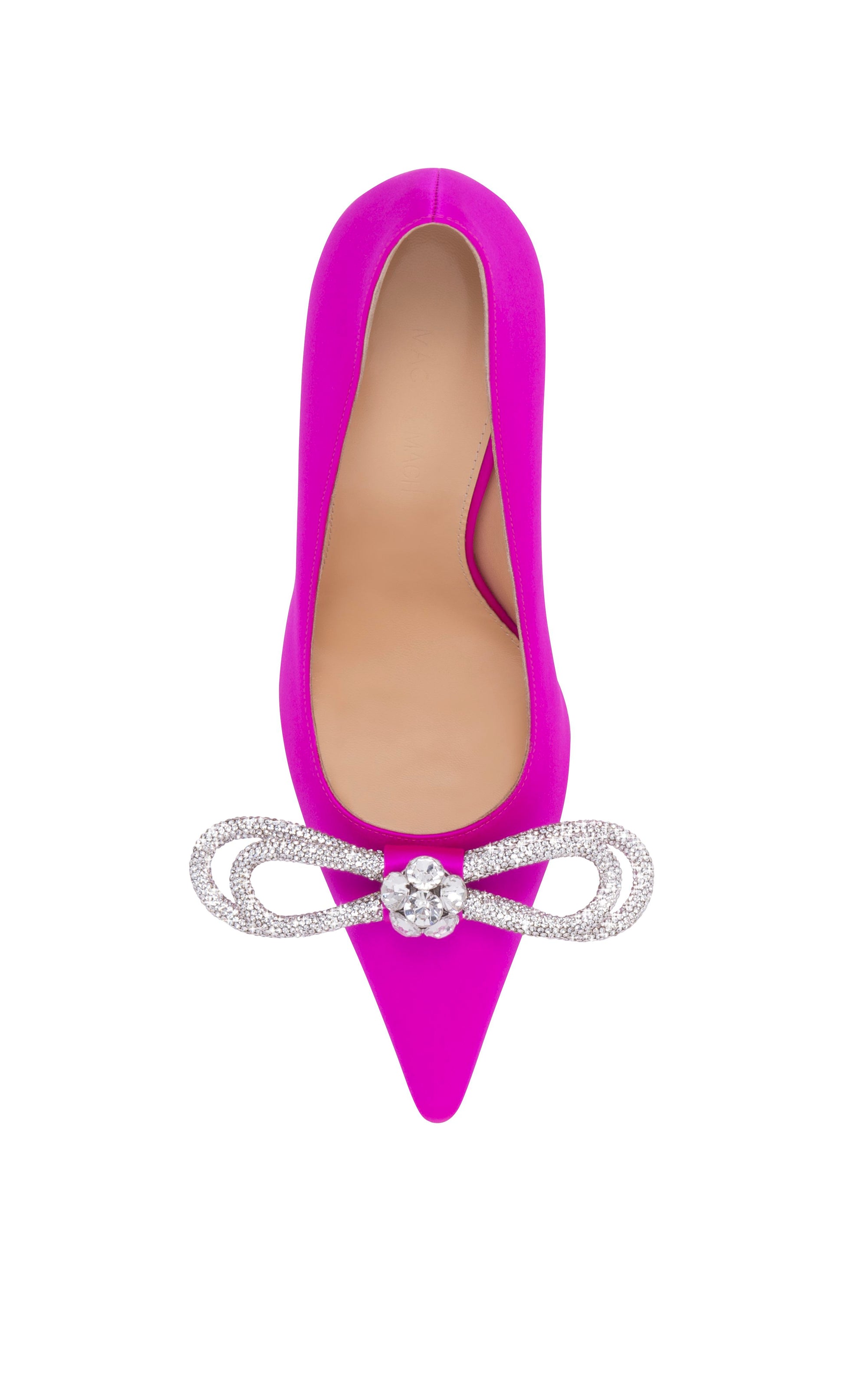Double Bow 110 silk & strass pumps - Fuchsia