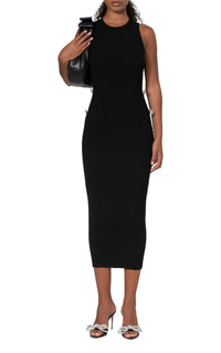 Bow midi dress embellished with rhinestones - Black