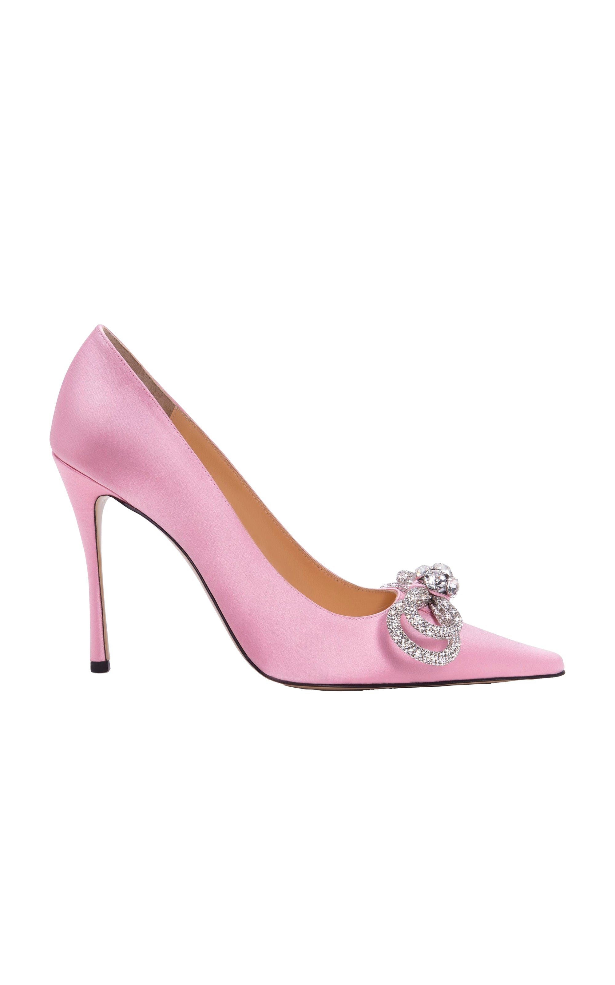 Double Bow 95 satin and rhinestone pumps - Pink