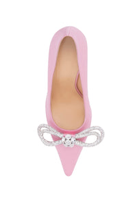 Double Bow 95 satin and rhinestone pumps - Pink