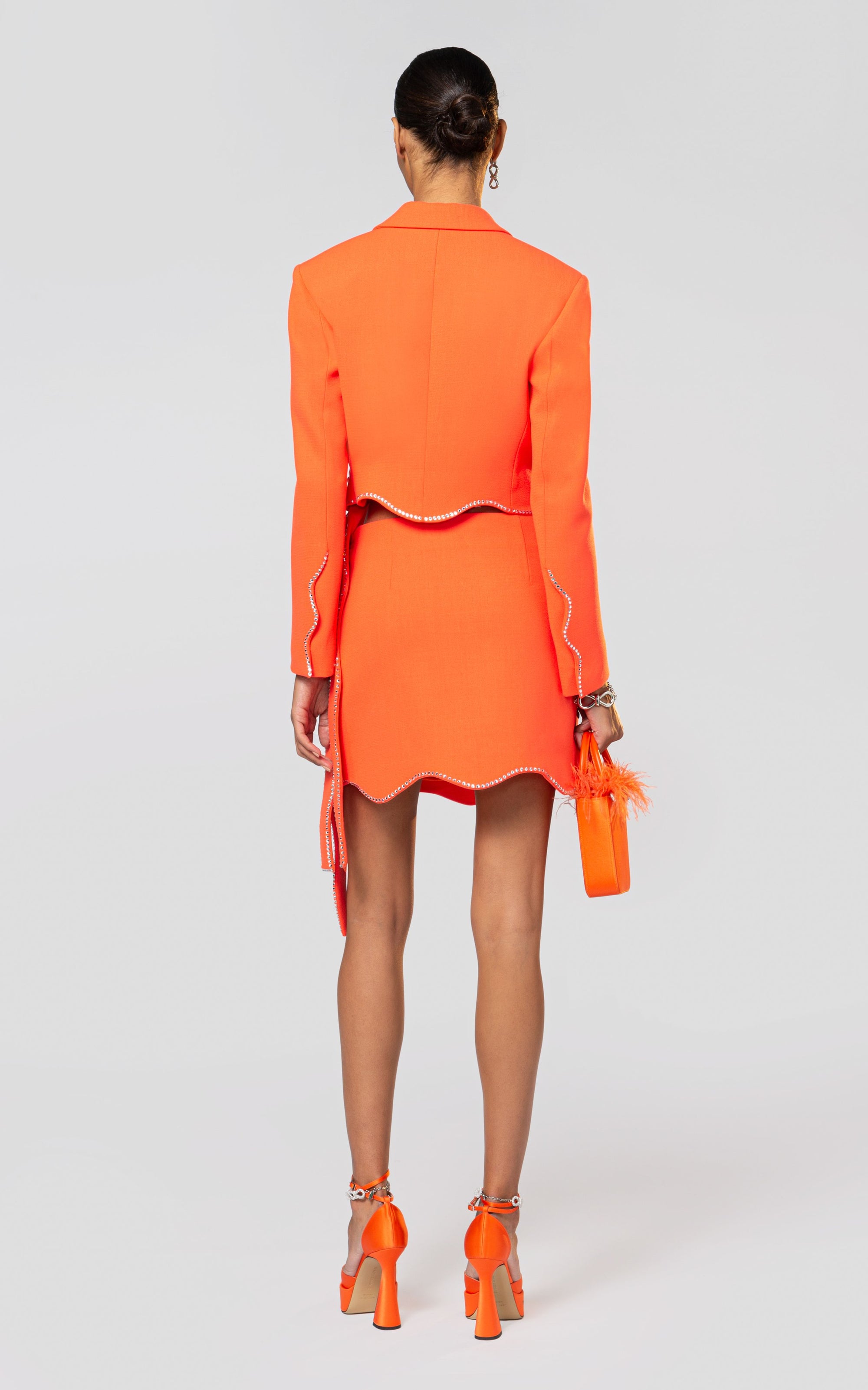 Wavy wool & strass jacket - Orange