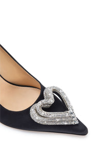 Triple Heart 110 silk & rhinestone pumps - Black