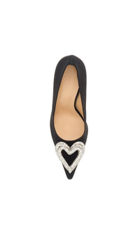 Triple Heart 110 silk & rhinestone pumps - Black