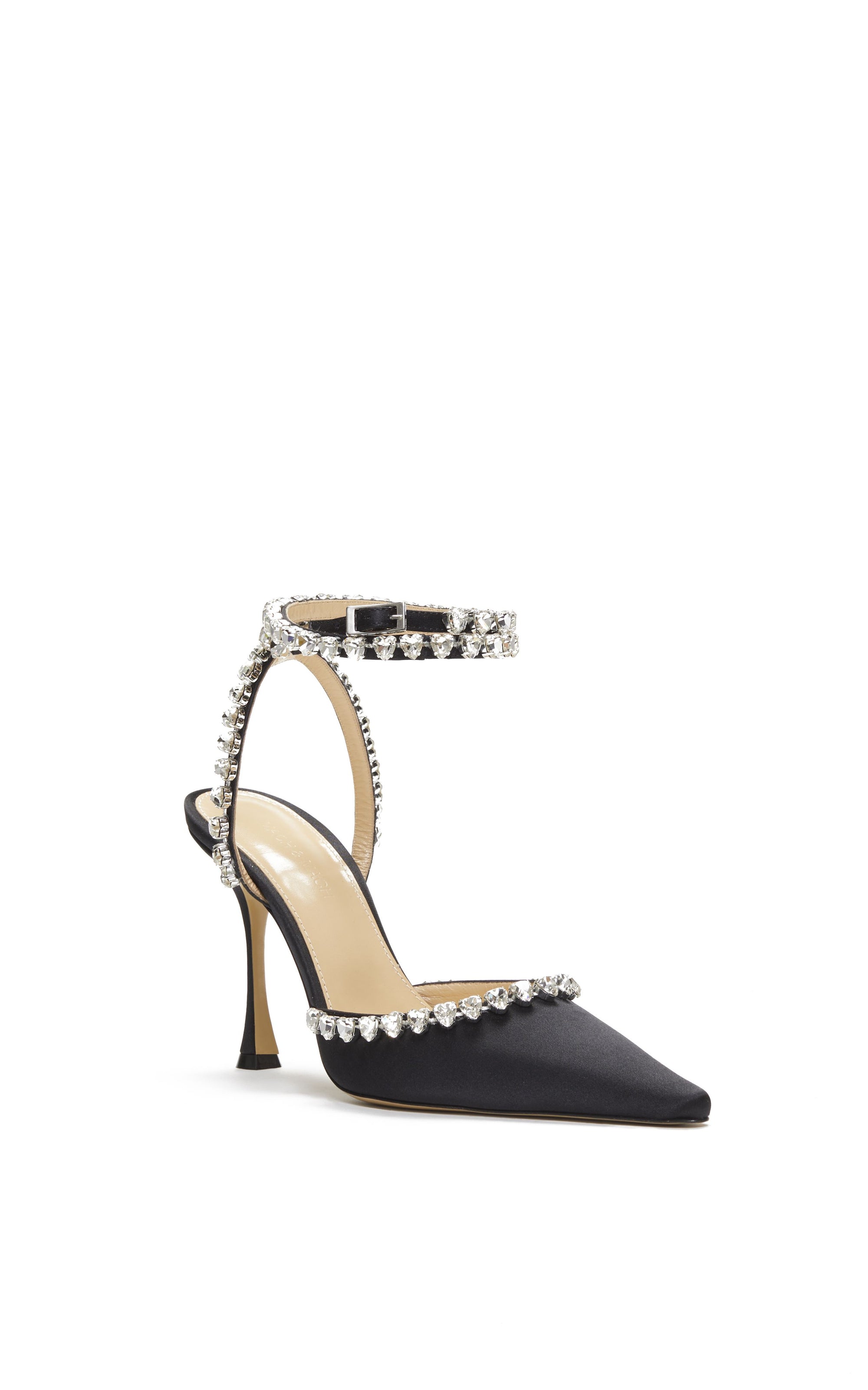 Audrey 100 silk & rhinestone strappy pumps - Black