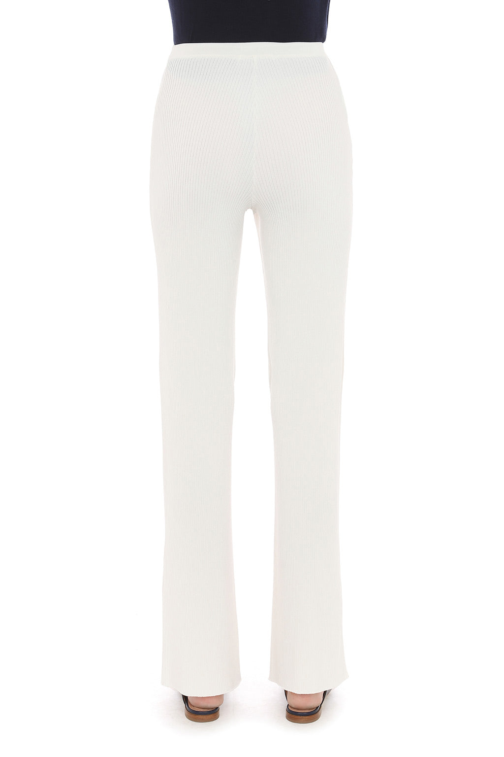 Pantalon évasé taille haute - White