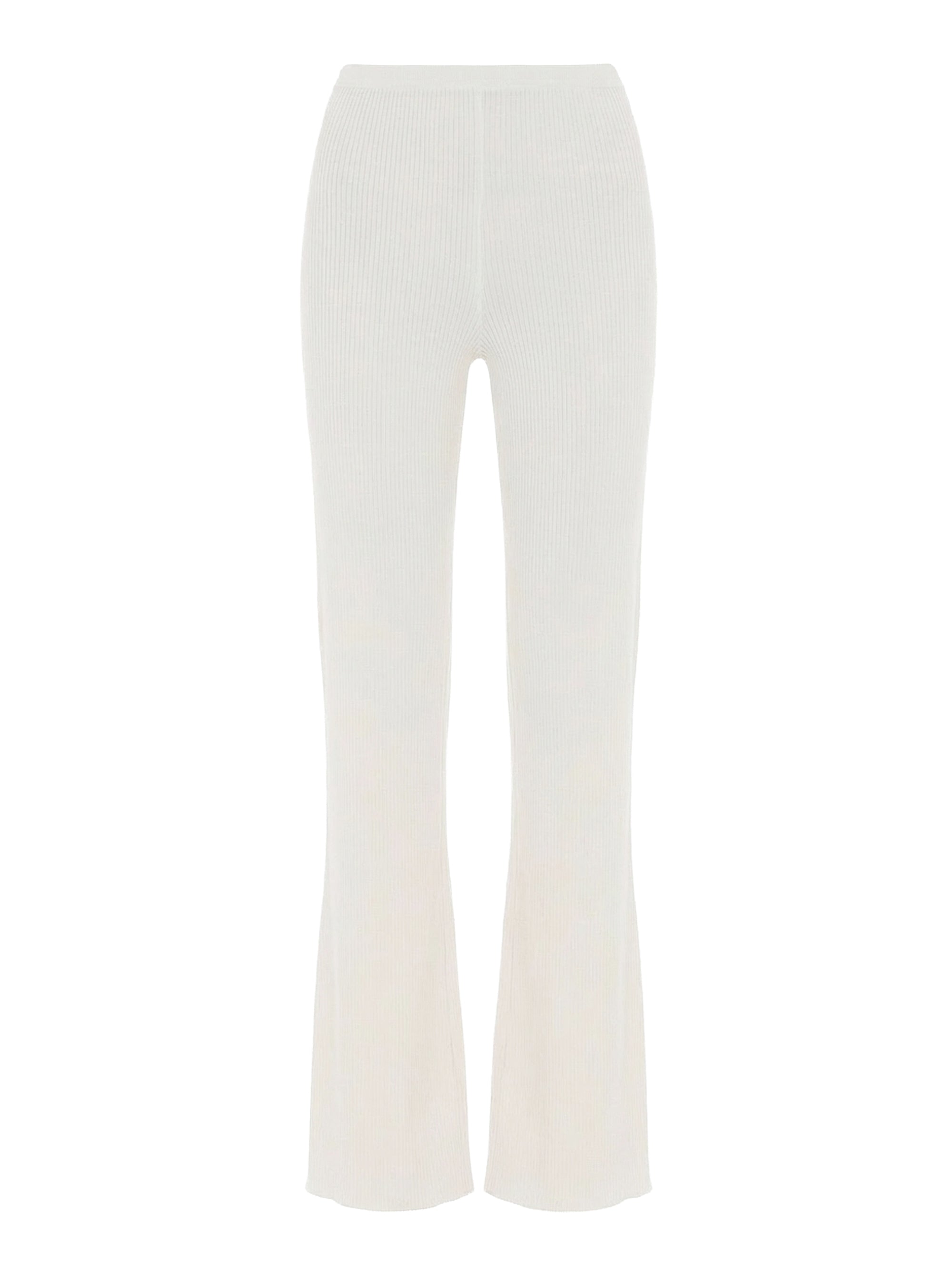 Pantalon évasé taille haute - White