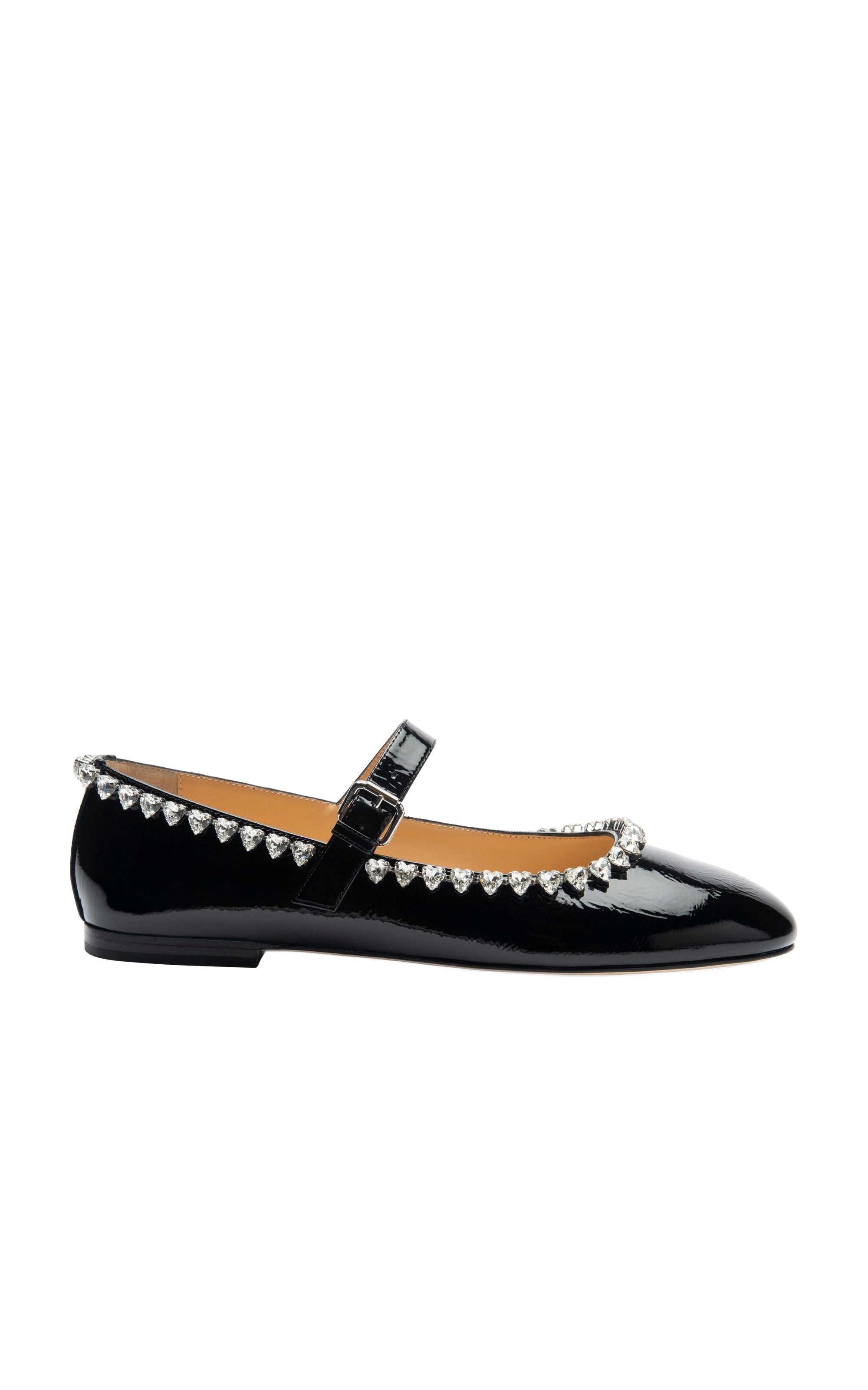 Ballerines Audrey en cuir verni & strass - Black