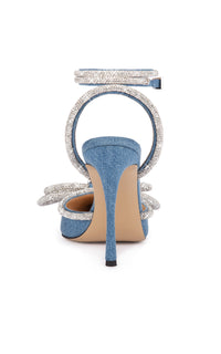 Double Bow 110 slingbacks in denim & rhinestone - Denim Blue