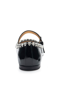 Ballerines Audrey en cuir verni & strass - Black