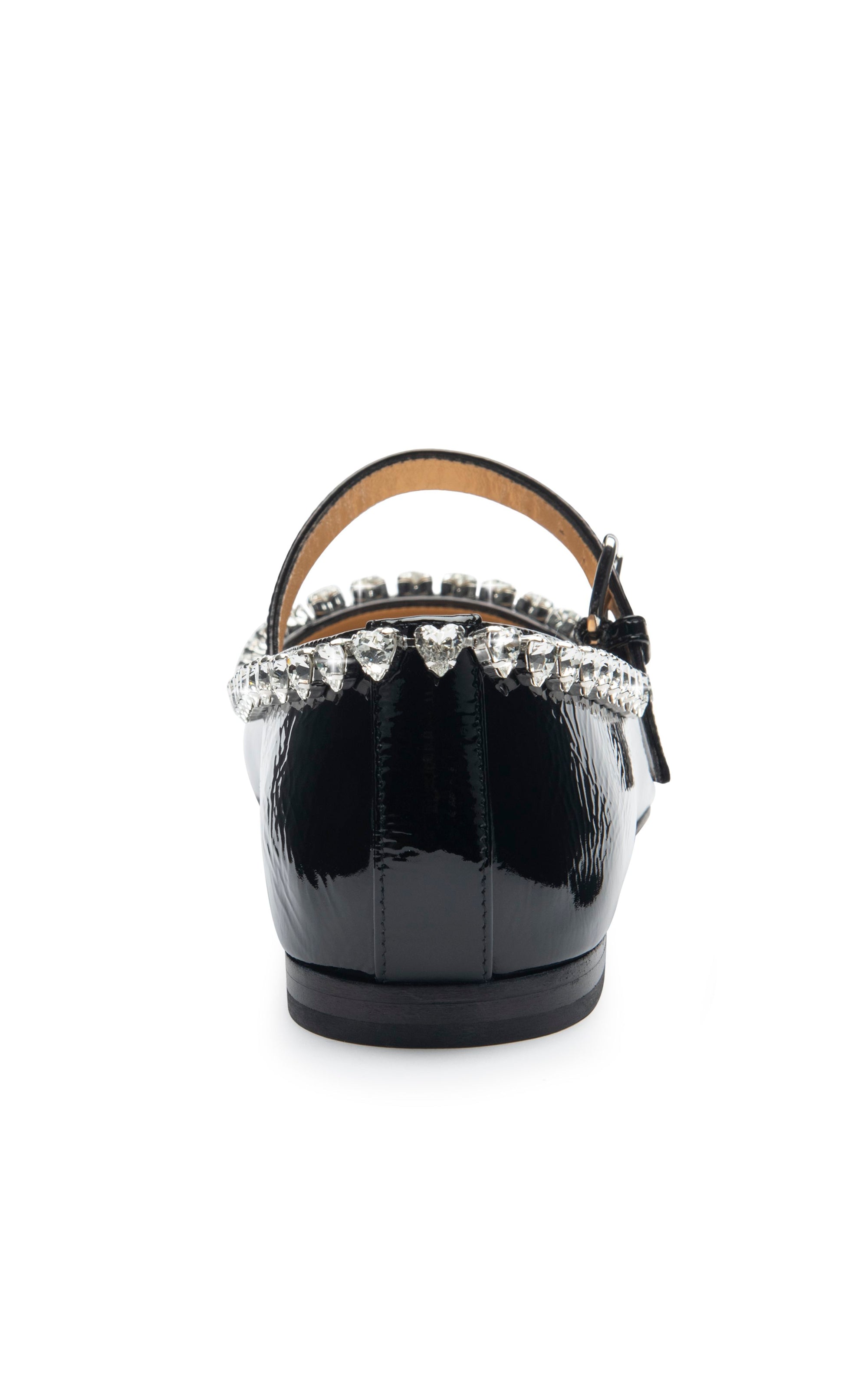 Ballerines Audrey en cuir verni & strass - Black