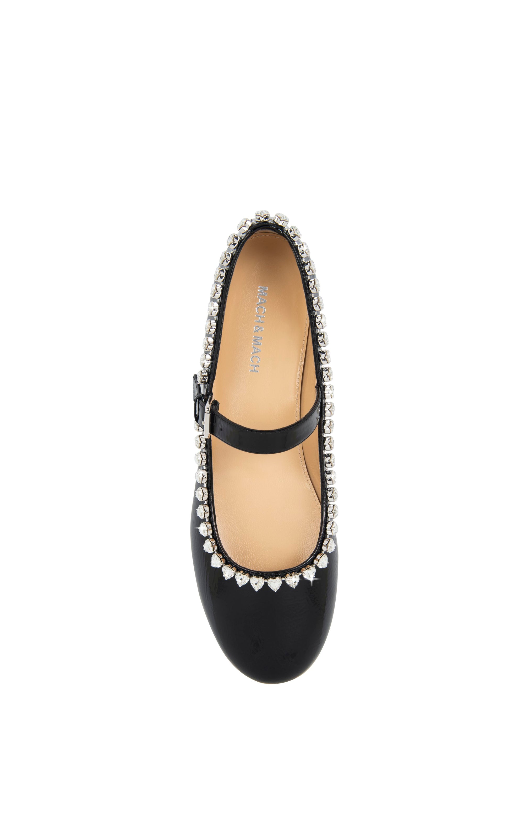 Ballerines Audrey en cuir verni & strass - Black