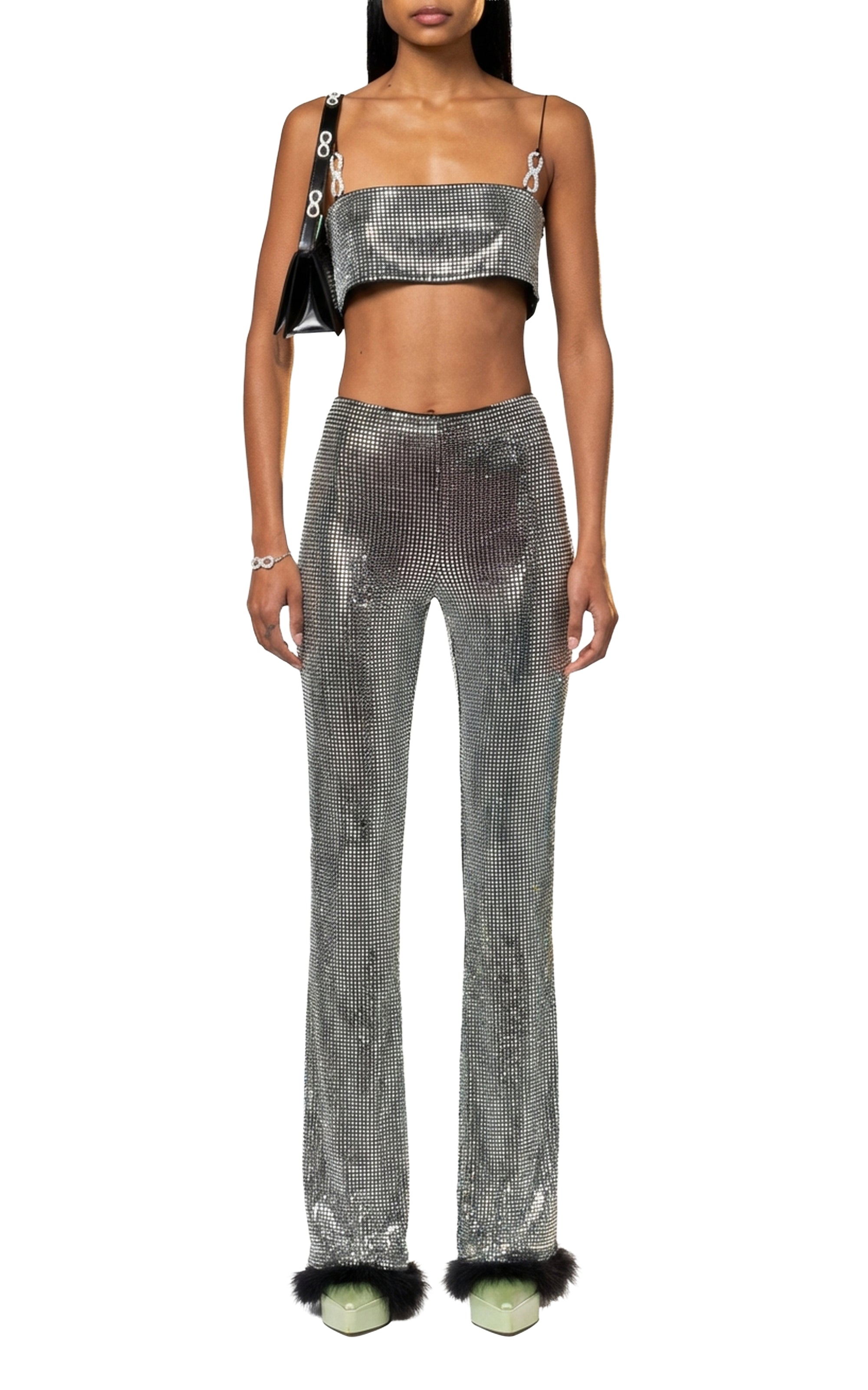 Bow top with rhinestone bow - Silver