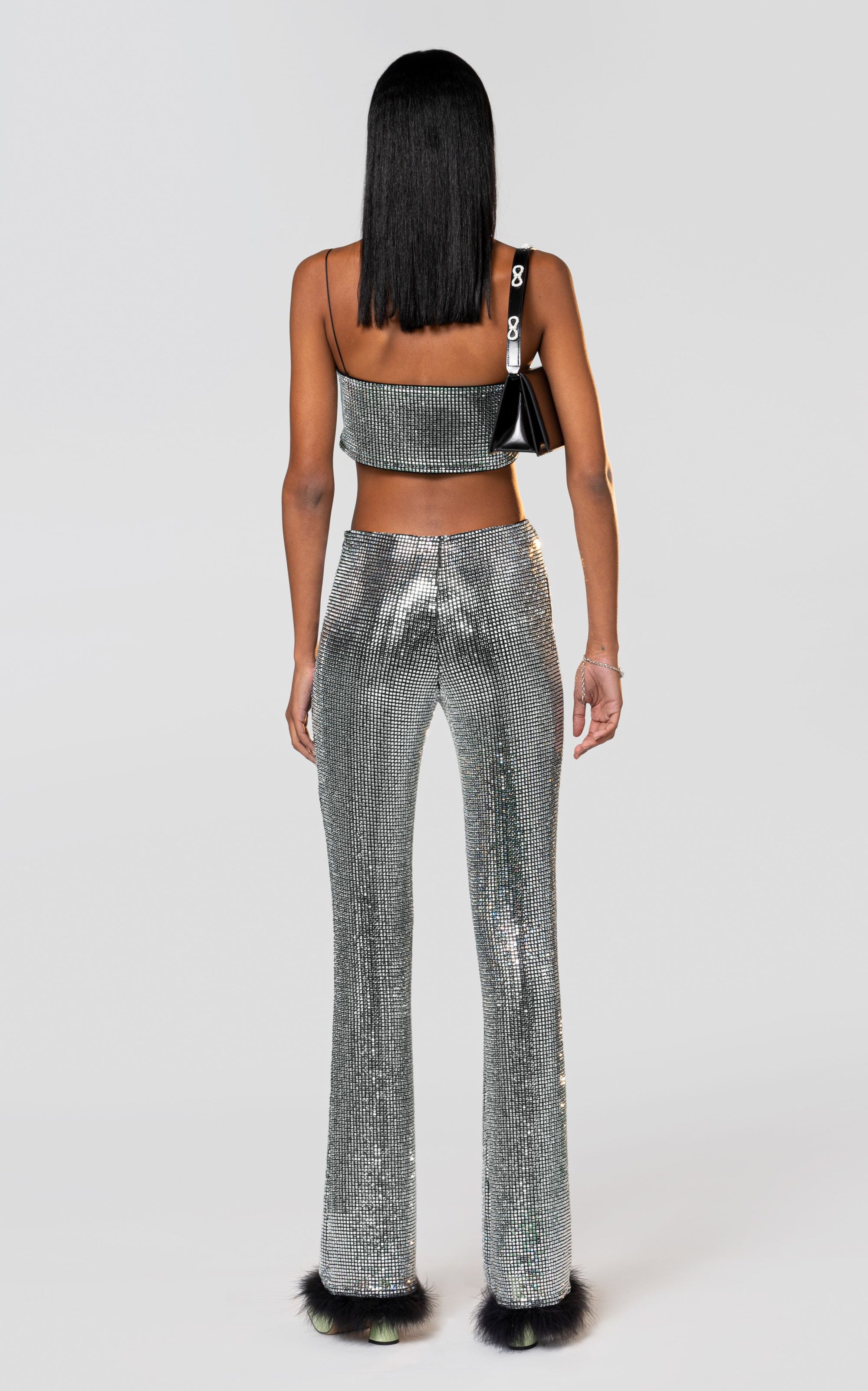 Bow top with rhinestone bow - Silver