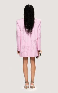 Ribbon short dress in wool & strass - Pink